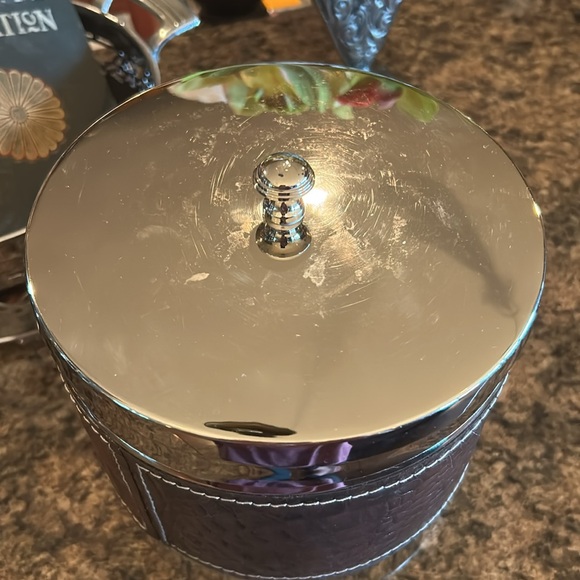 Silver and Brown Croc-Embossed Ice Bucket - Picture 2 of 7